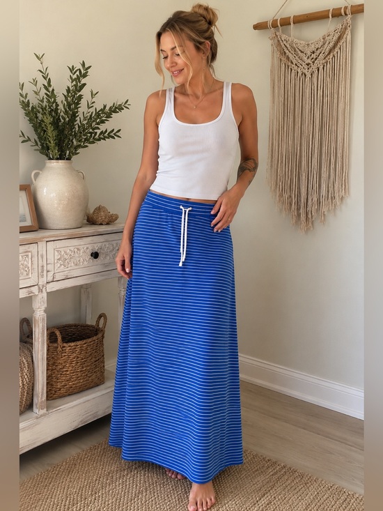 Ralph Lauren Dresses & Skirts - Vintage Ralph Lauren Jeans Co Y2K 90s Blue Striped Low Rise Maxi Skirt S